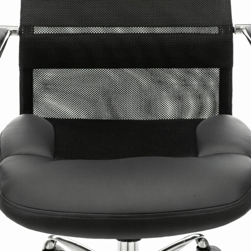 Кресло офисное Brabix Premium Stalker EX-608 CH сетка/ткань/кожзам, черное 532091 фото 6